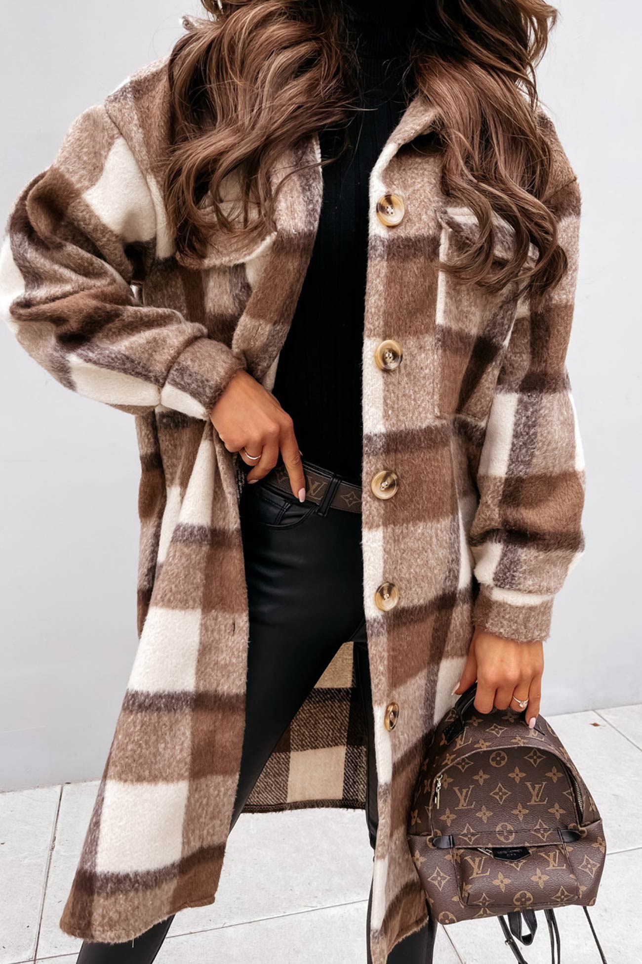 Simona | Checked single-breasted shirt jacket