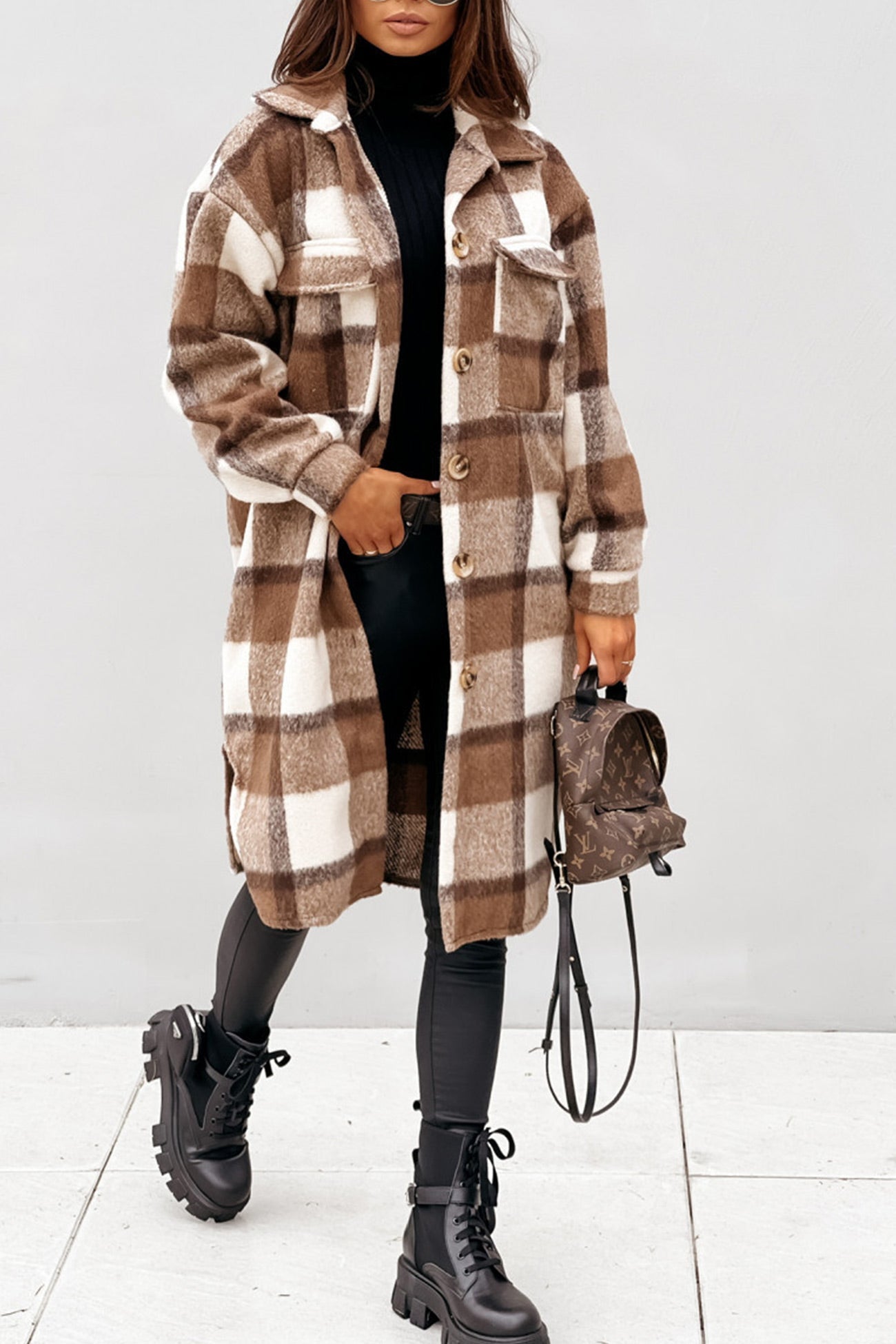 Simona | Checked single-breasted shirt jacket