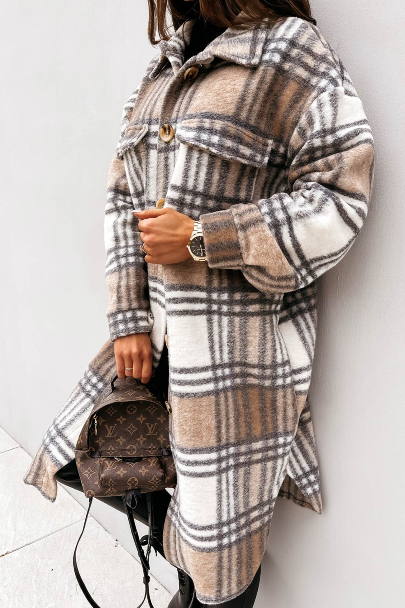 Simona | Checked single-breasted shirt jacket