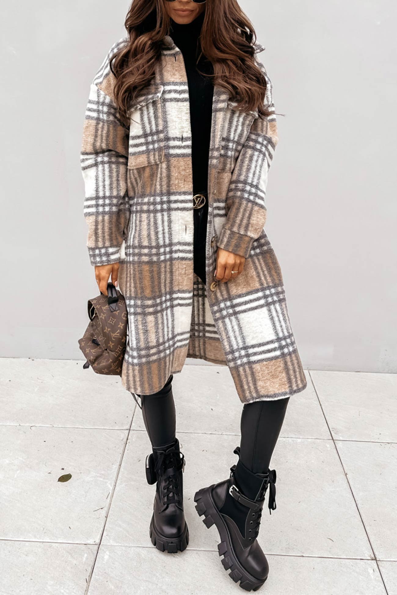 Simona | Checked single-breasted shirt jacket