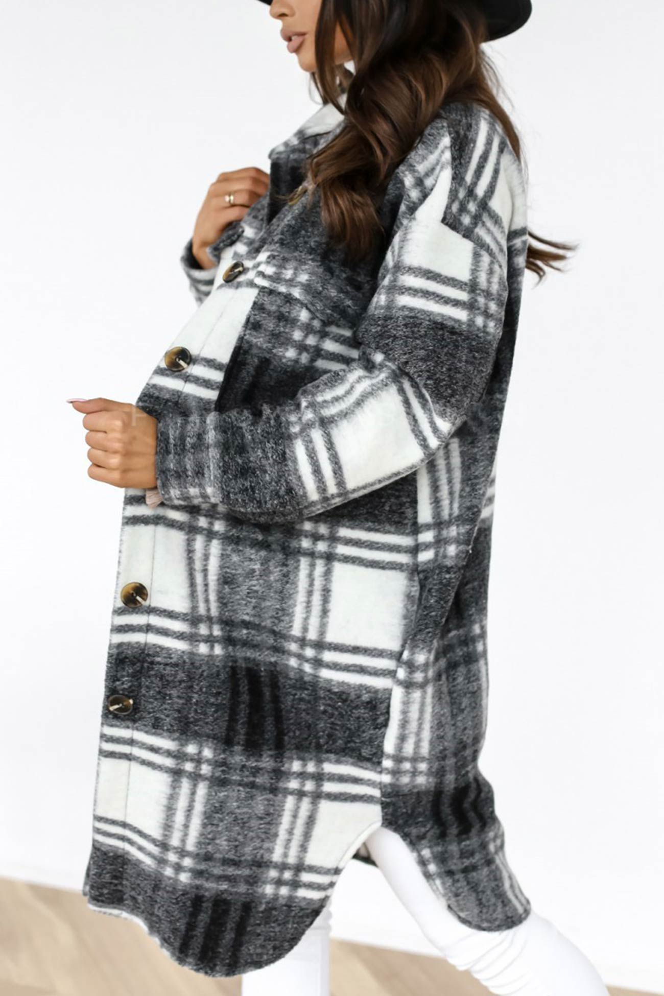 Simona | Checked single-breasted shirt jacket