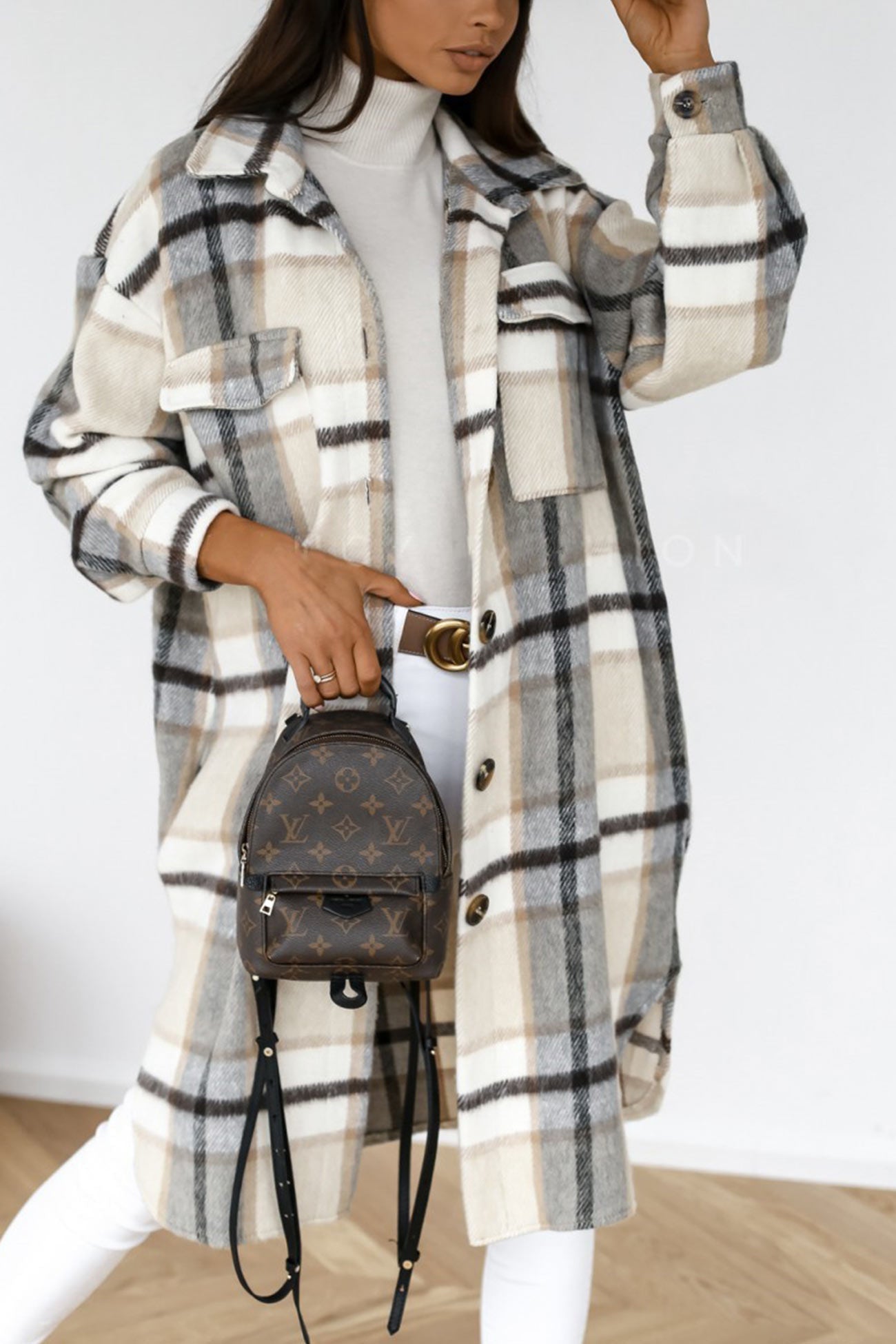 Simona | Checked single-breasted shirt jacket