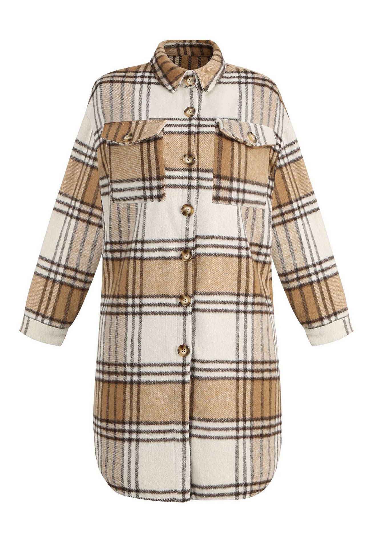 Simona | Checked single-breasted shirt jacket
