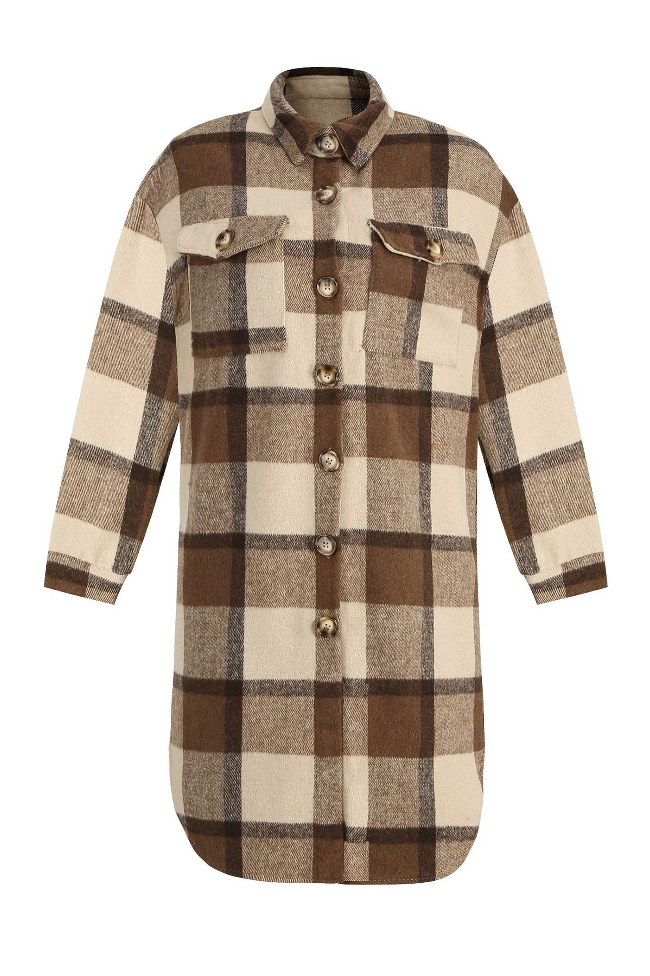Simona | Checked single-breasted shirt jacket