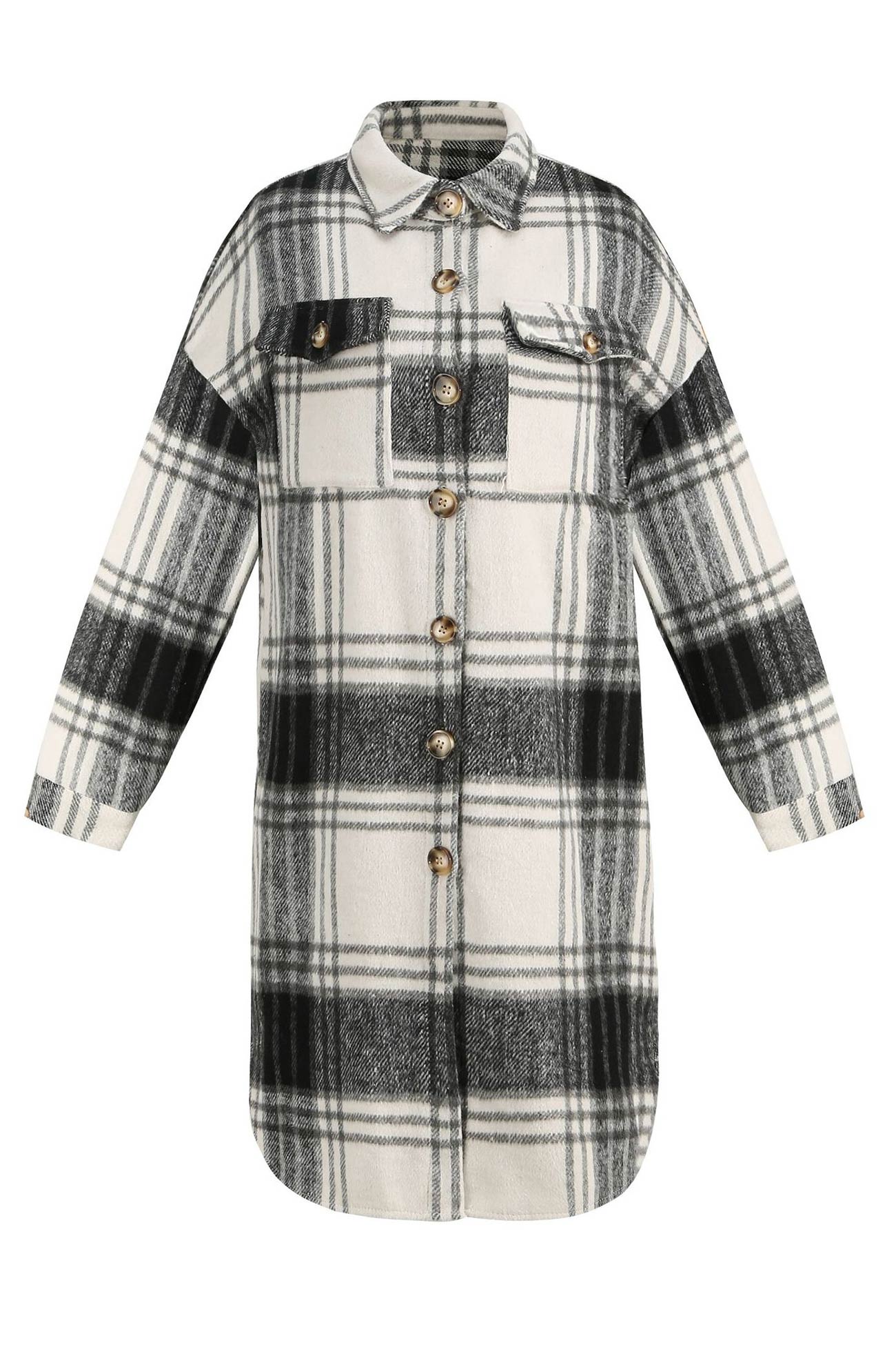 Simona | Checked single-breasted shirt jacket