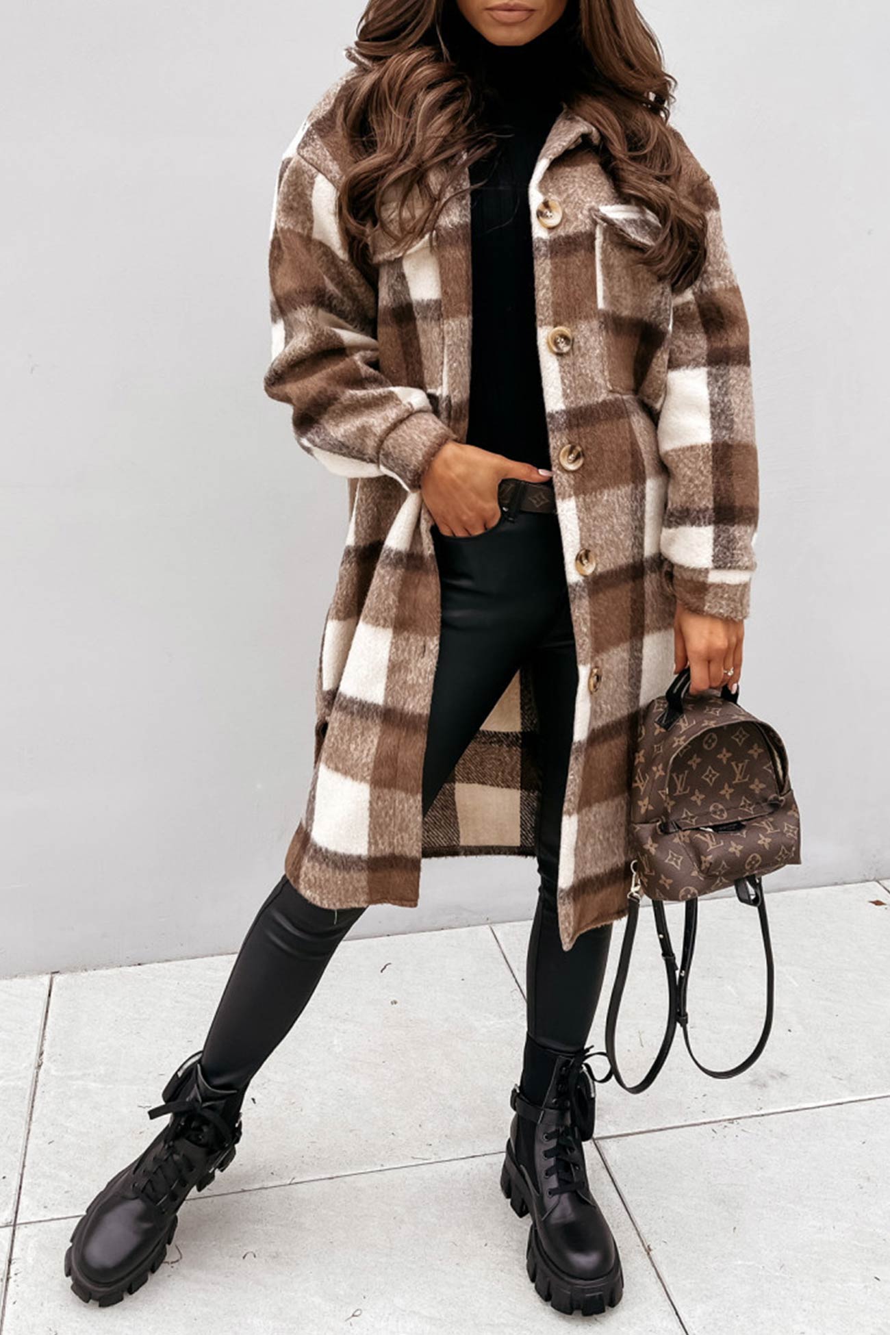 Simona | Checked single-breasted shirt jacket