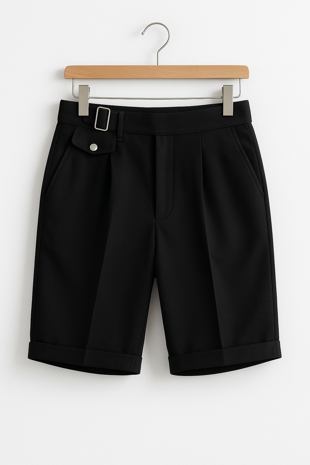 John | Men’s Pleated Tailored Shorts Side Buckles