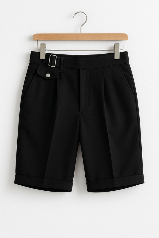 John | Men’s Pleated Tailored Shorts Side Buckles