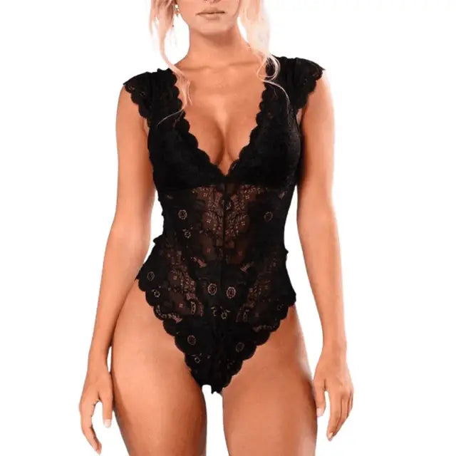 Bahia® | Plus Size 3Xl Bodysuit Met Kant En See-Through Leaf Edge