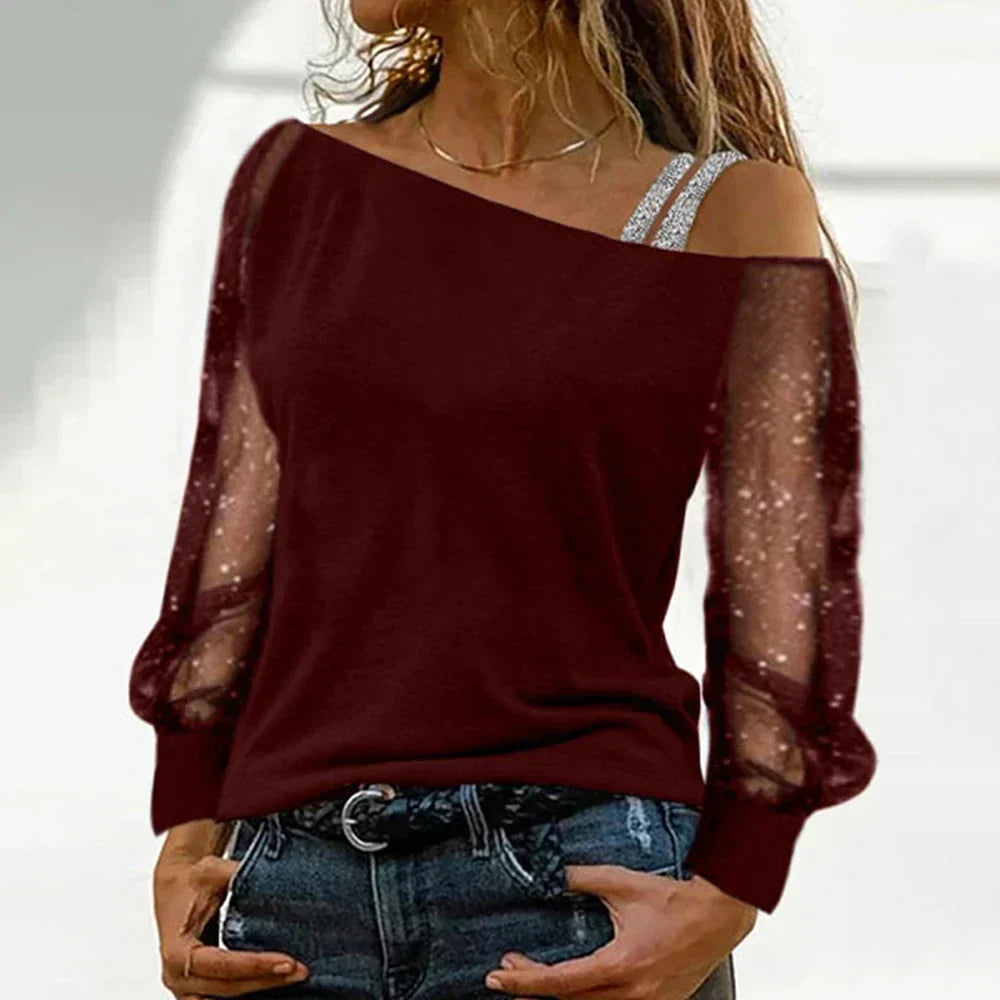 Katelyn® | Long-Sleeved T-Shirt In Lace And Mesh