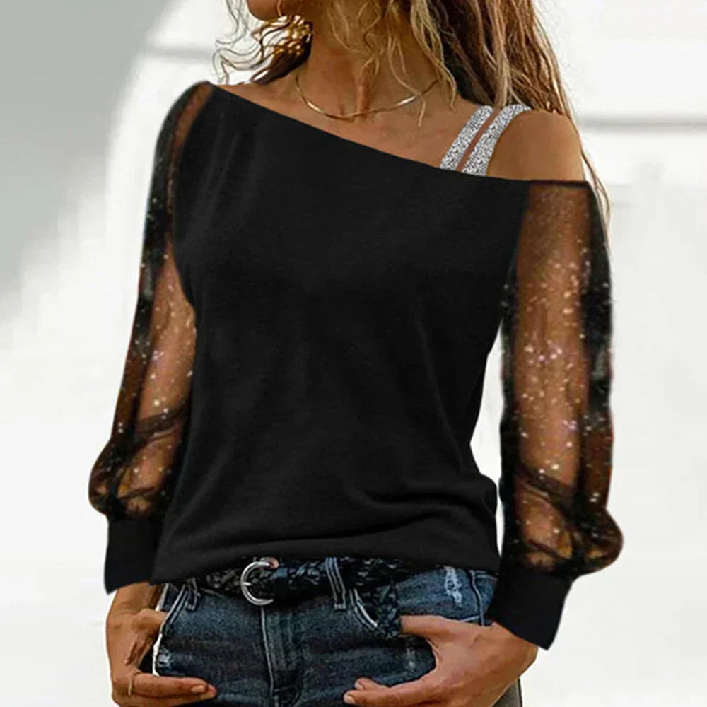 Katelyn® | Long-Sleeved T-Shirt In Lace And Mesh