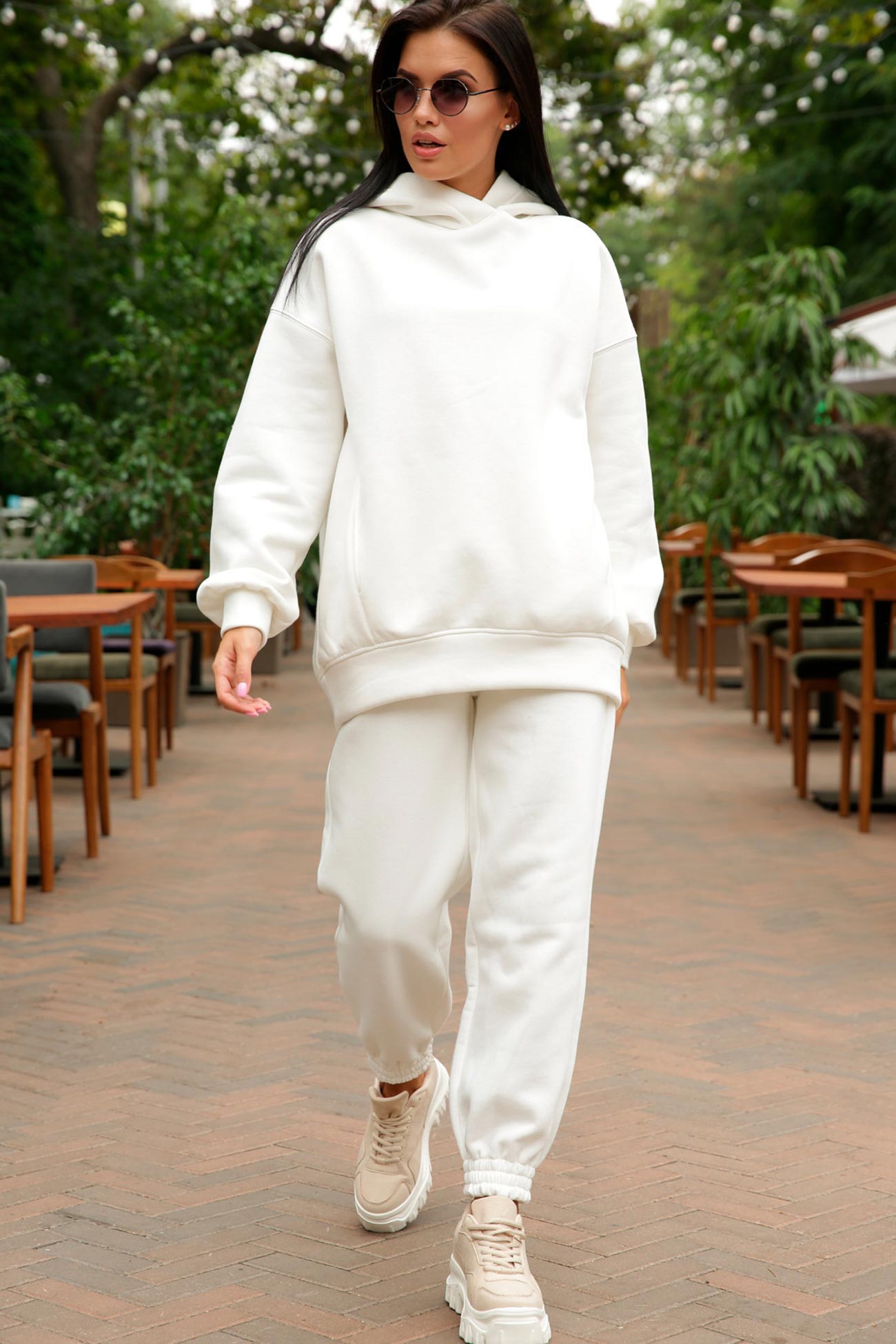 Marina | Long pants set with hood and elastic waistband and pockets