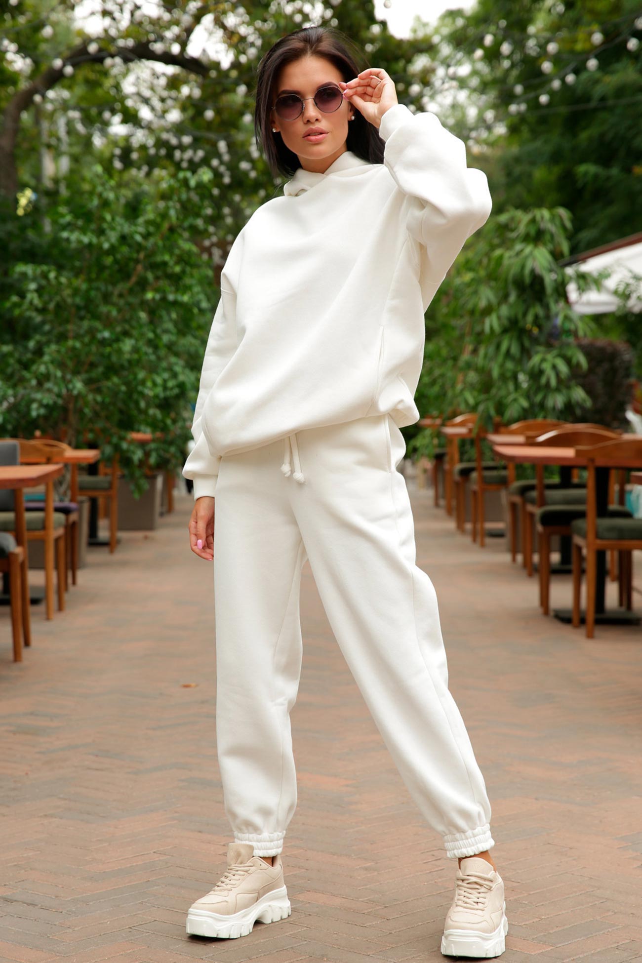 Marina | Long pants set with hood and elastic waistband and pockets