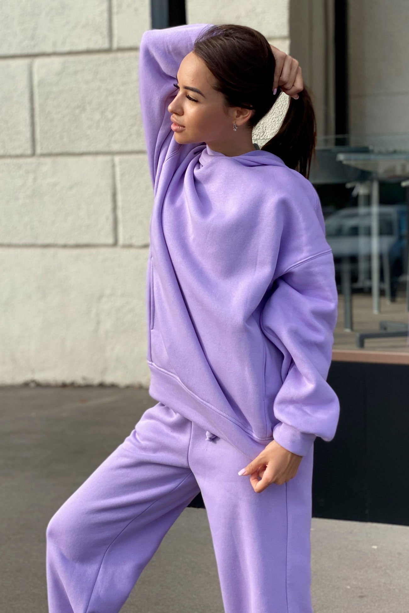 Marina | Long pants set with hood and elastic waistband and pockets