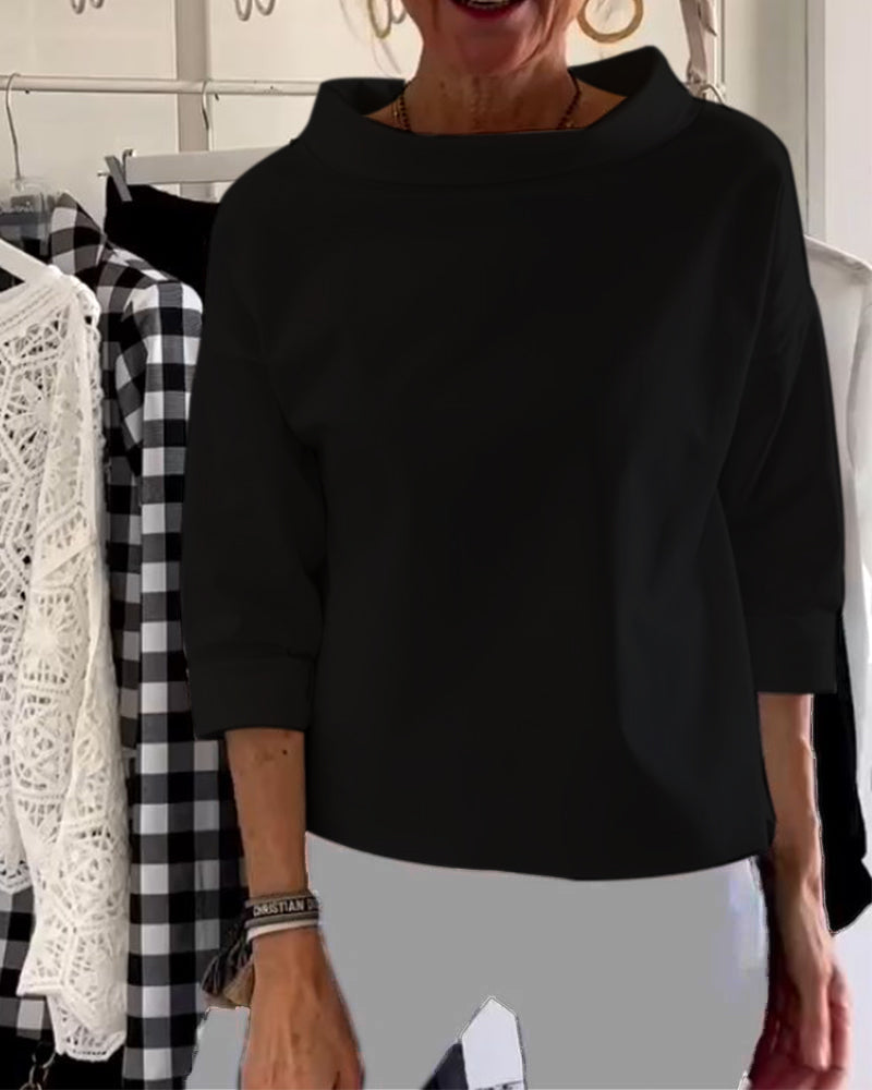 Claudia® | Elegant 3/4-sleeve blouse with boat neck for women