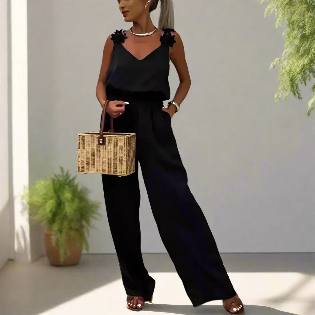 Olga® | Summer Vintage Sleeveless Wide Leg Women Jumpsuit