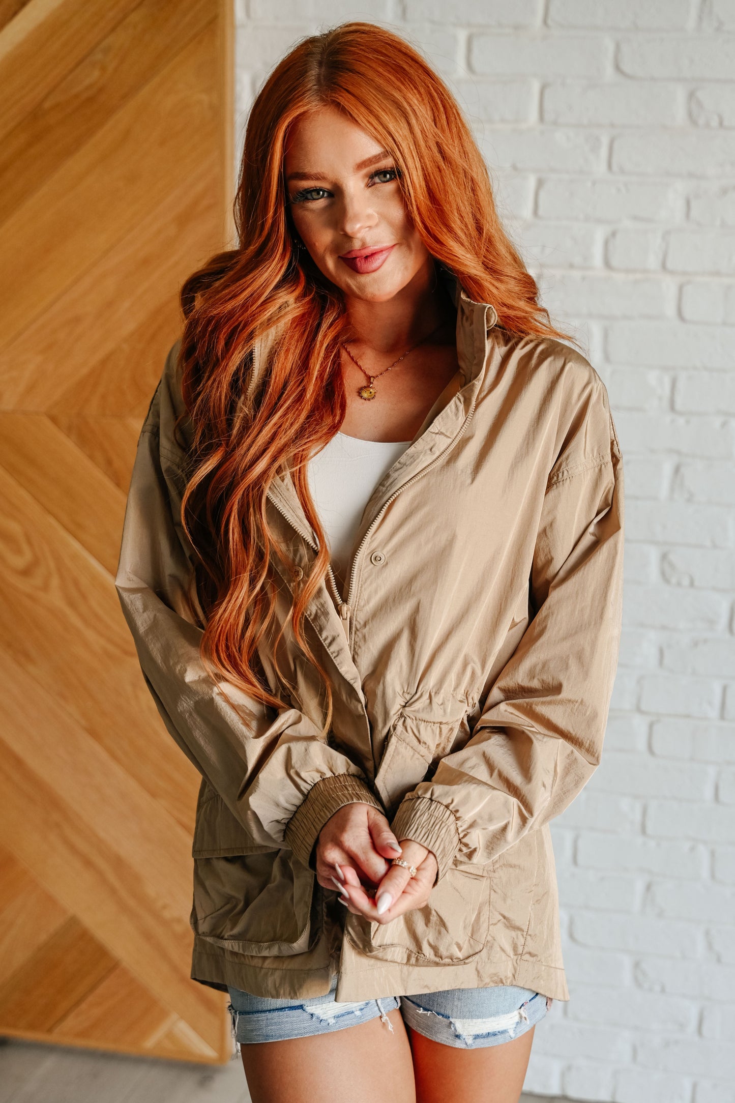 Gabrielle | Rain, Rain Go Away parachute jacket in camel