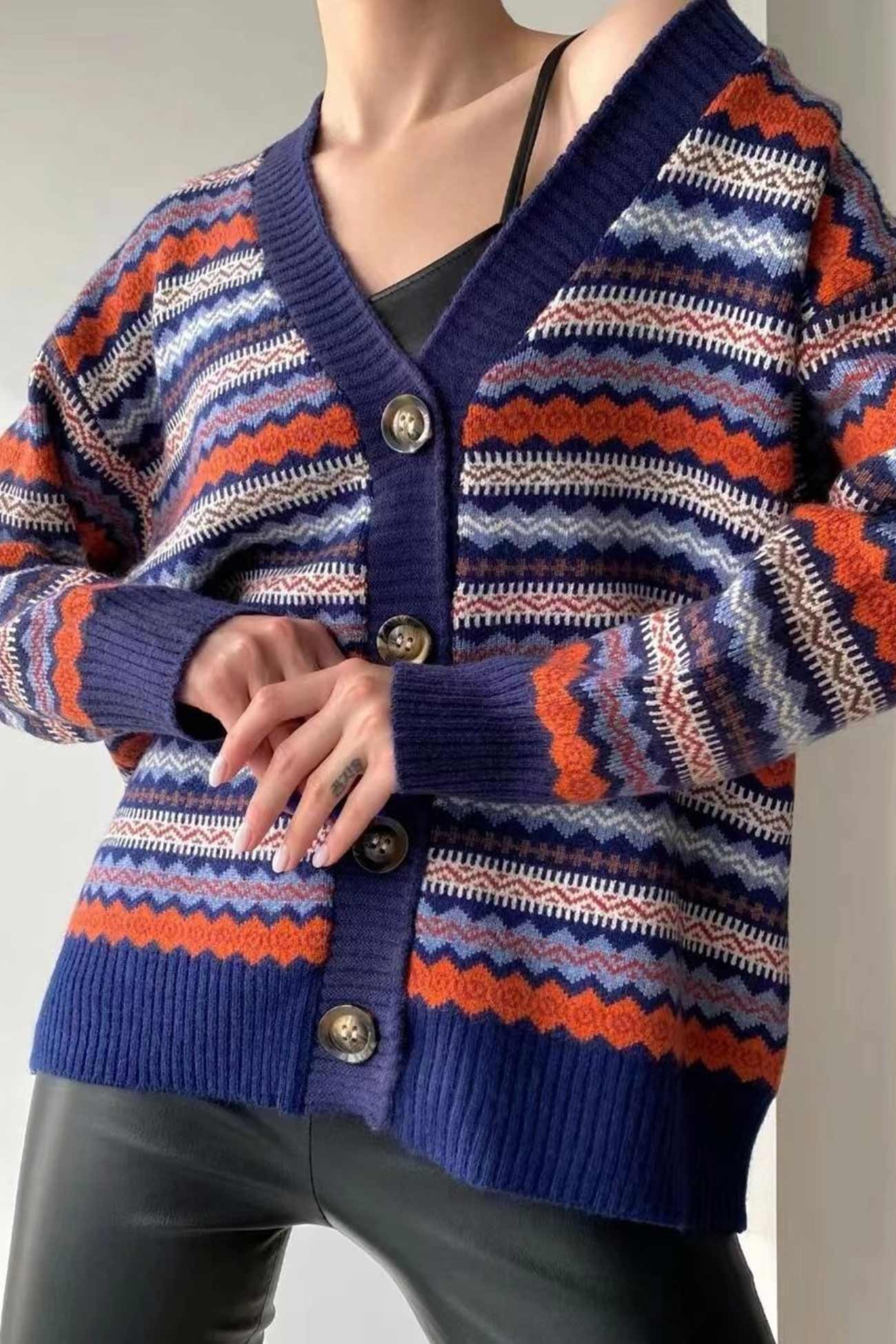 Vera | Retro cardigan with contrast