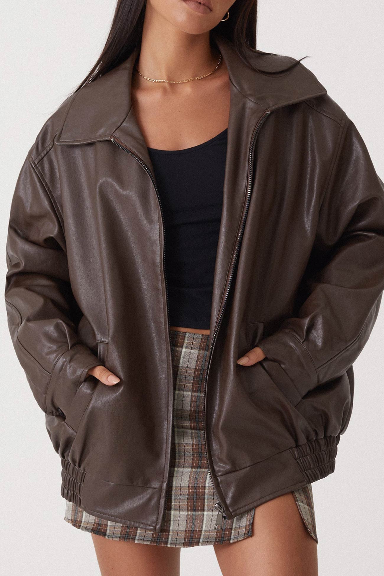 Celine | Retro solid PU jacket
