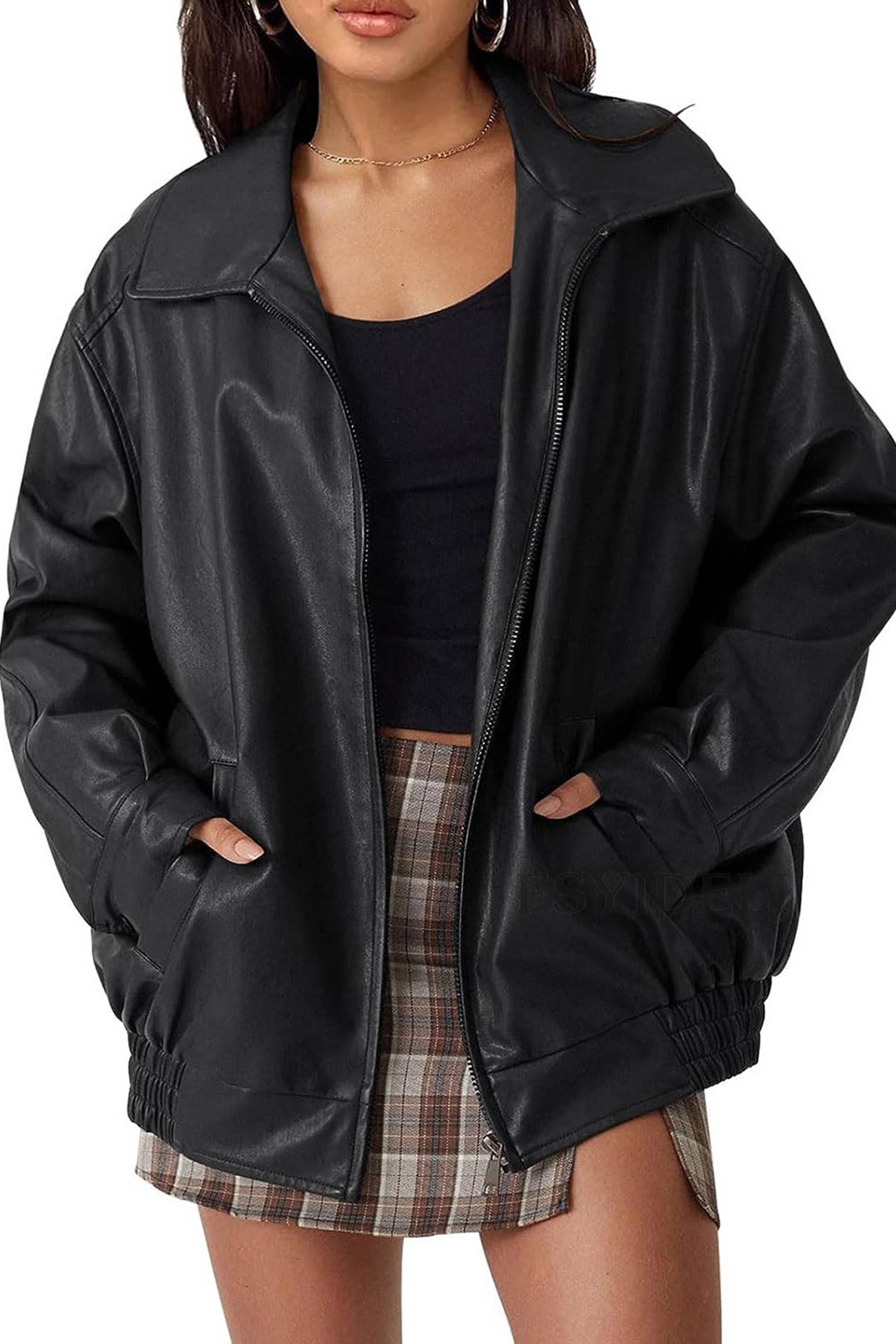 Celine | Retro solid PU jacket