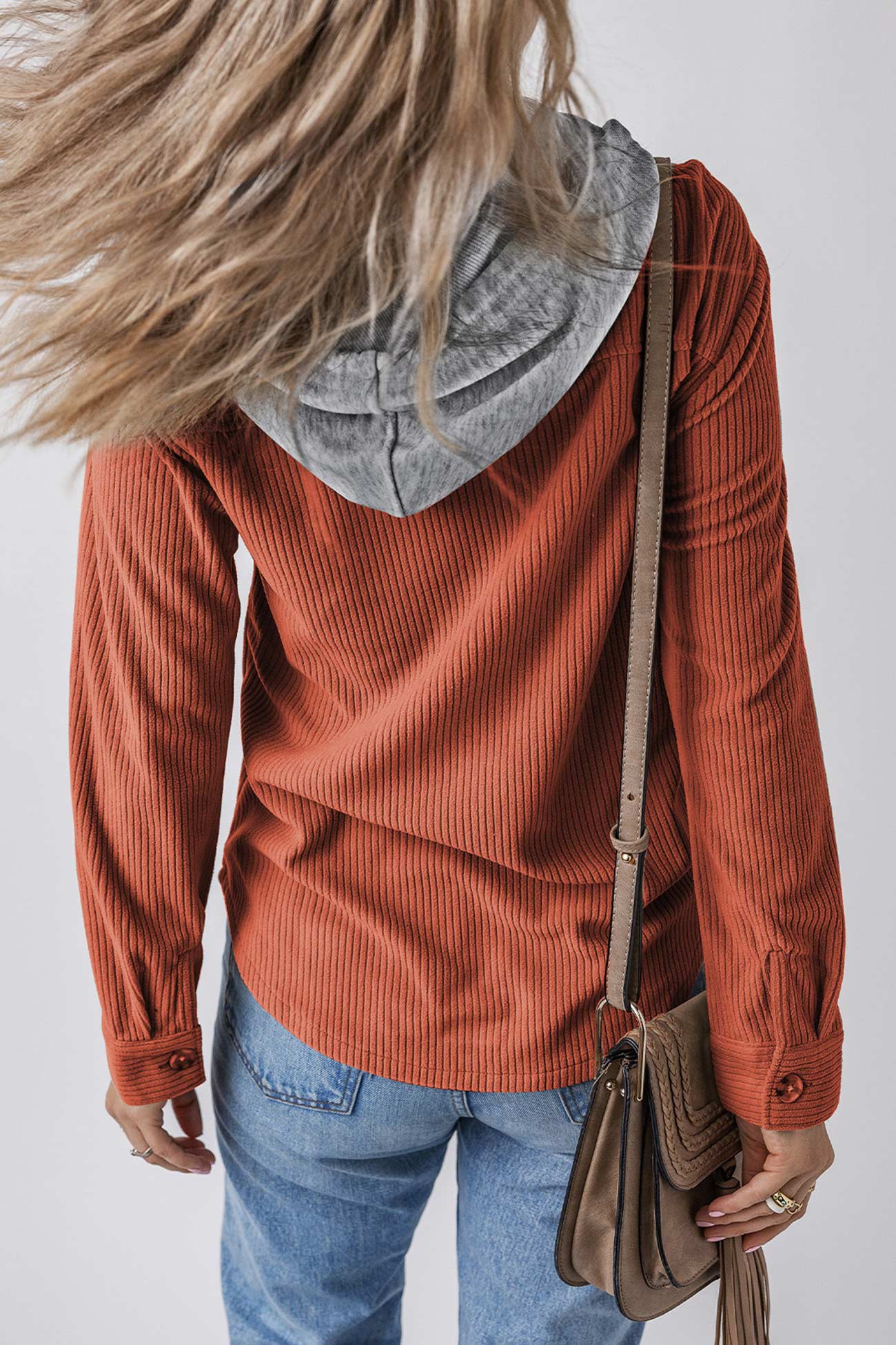 Ulla | Ribbed hooded jacket with button placket