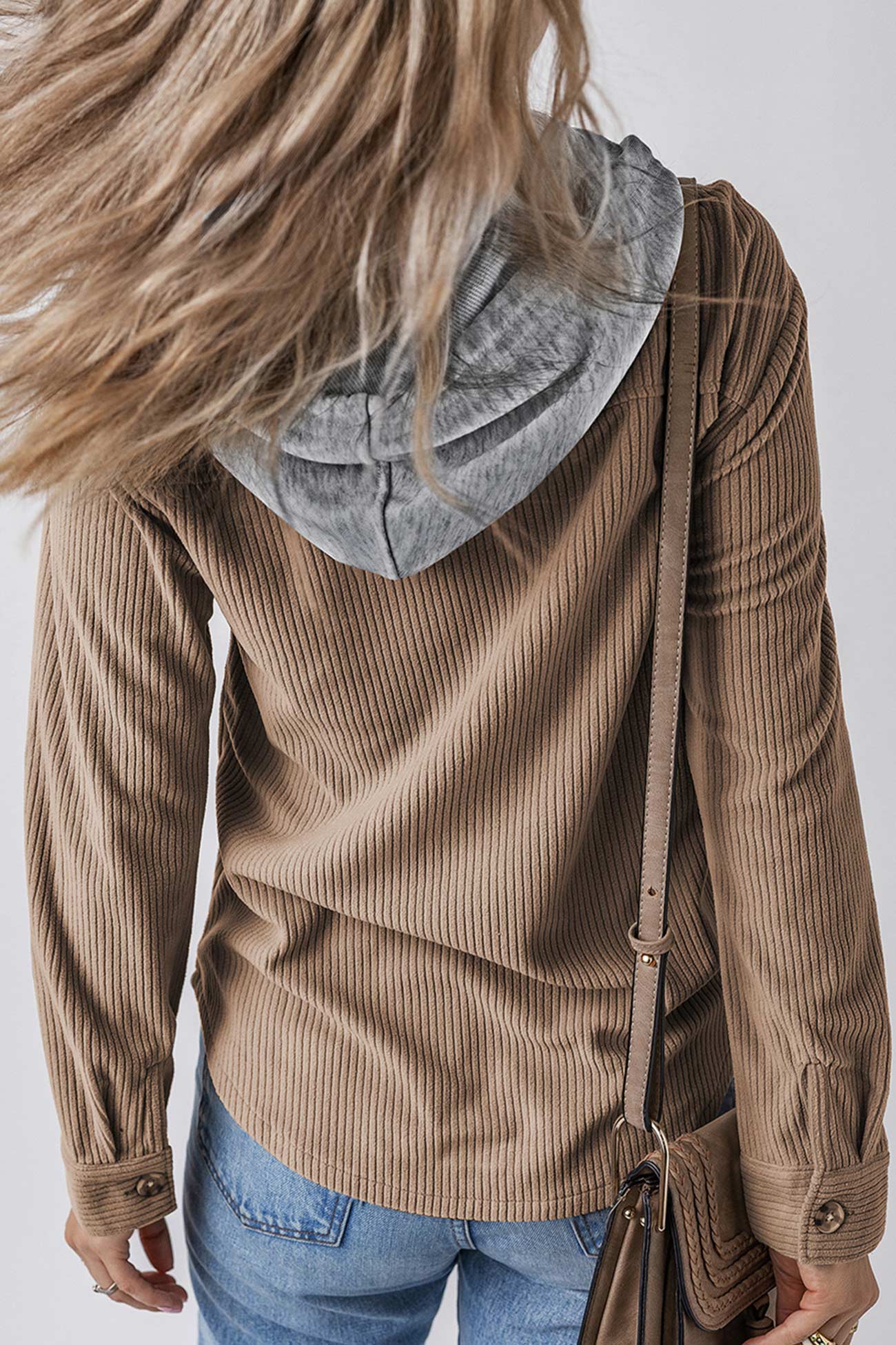 Ulla | Ribbed hooded jacket with button placket