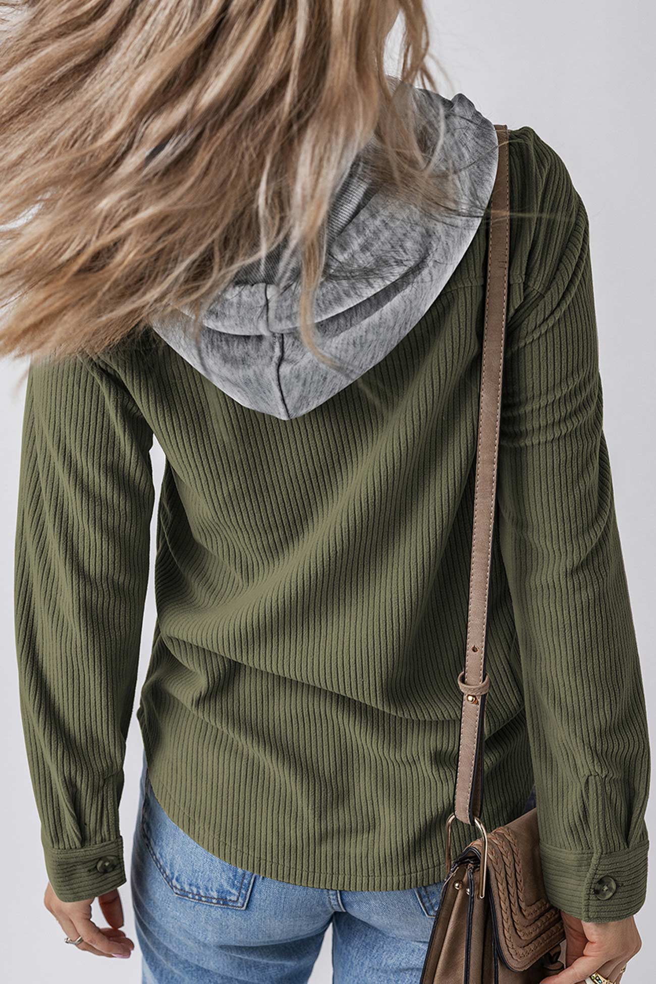 Ulla | Ribbed hooded jacket with button placket