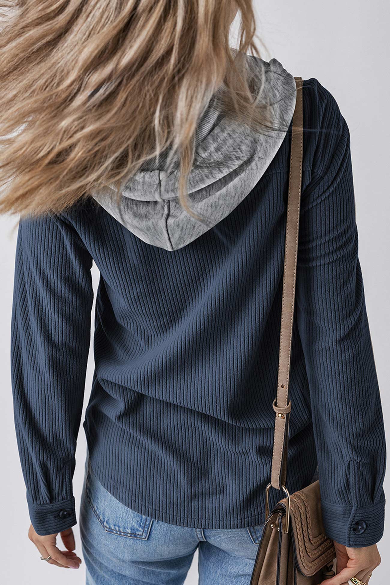 Ulla | Ribbed hooded jacket with button placket