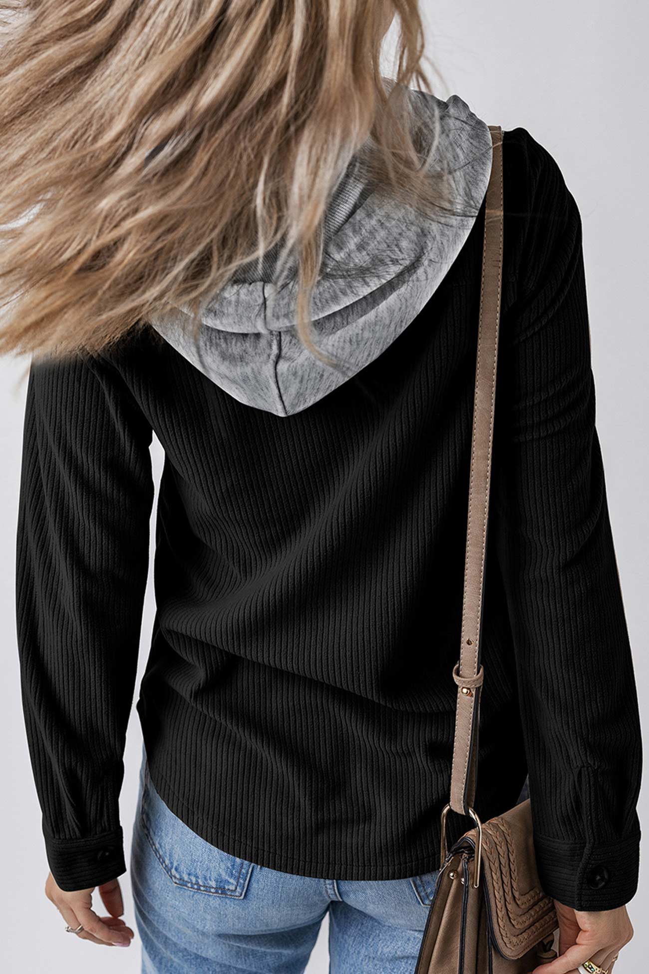 Ulla | Ribbed hooded jacket with button placket