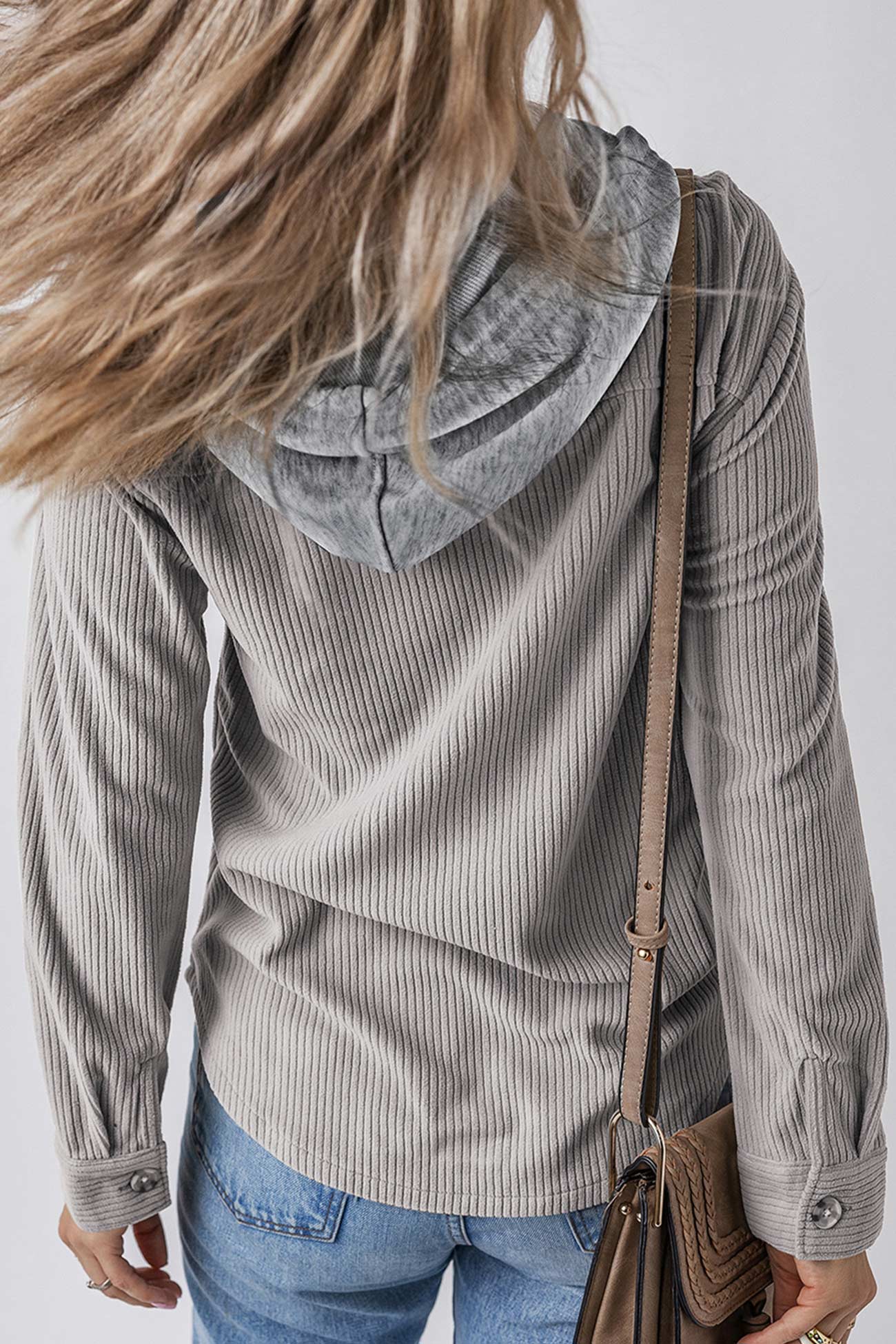 Ulla | Ribbed hooded jacket with button placket
