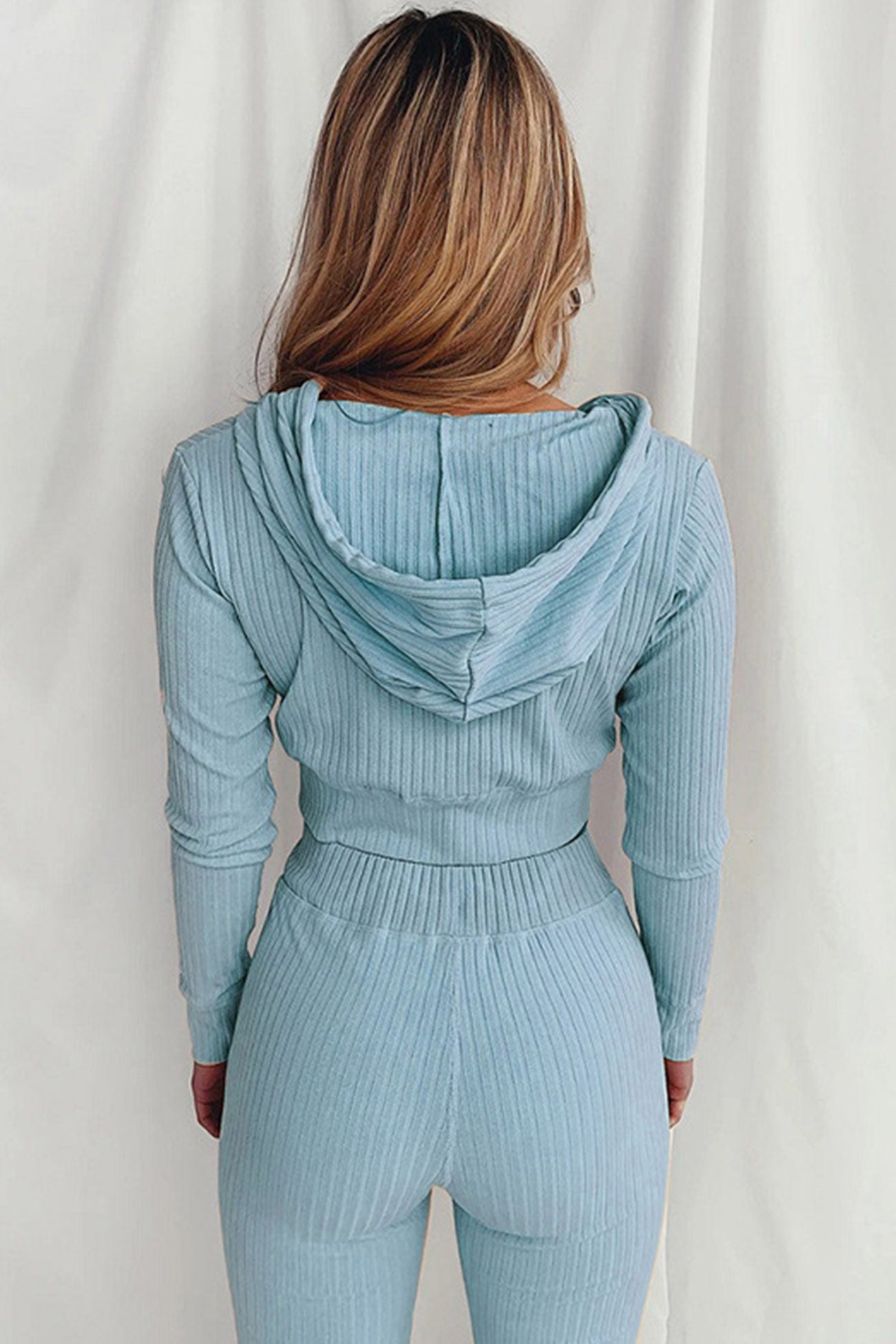 Paola | Long pants suits with ribbed knit hoodie