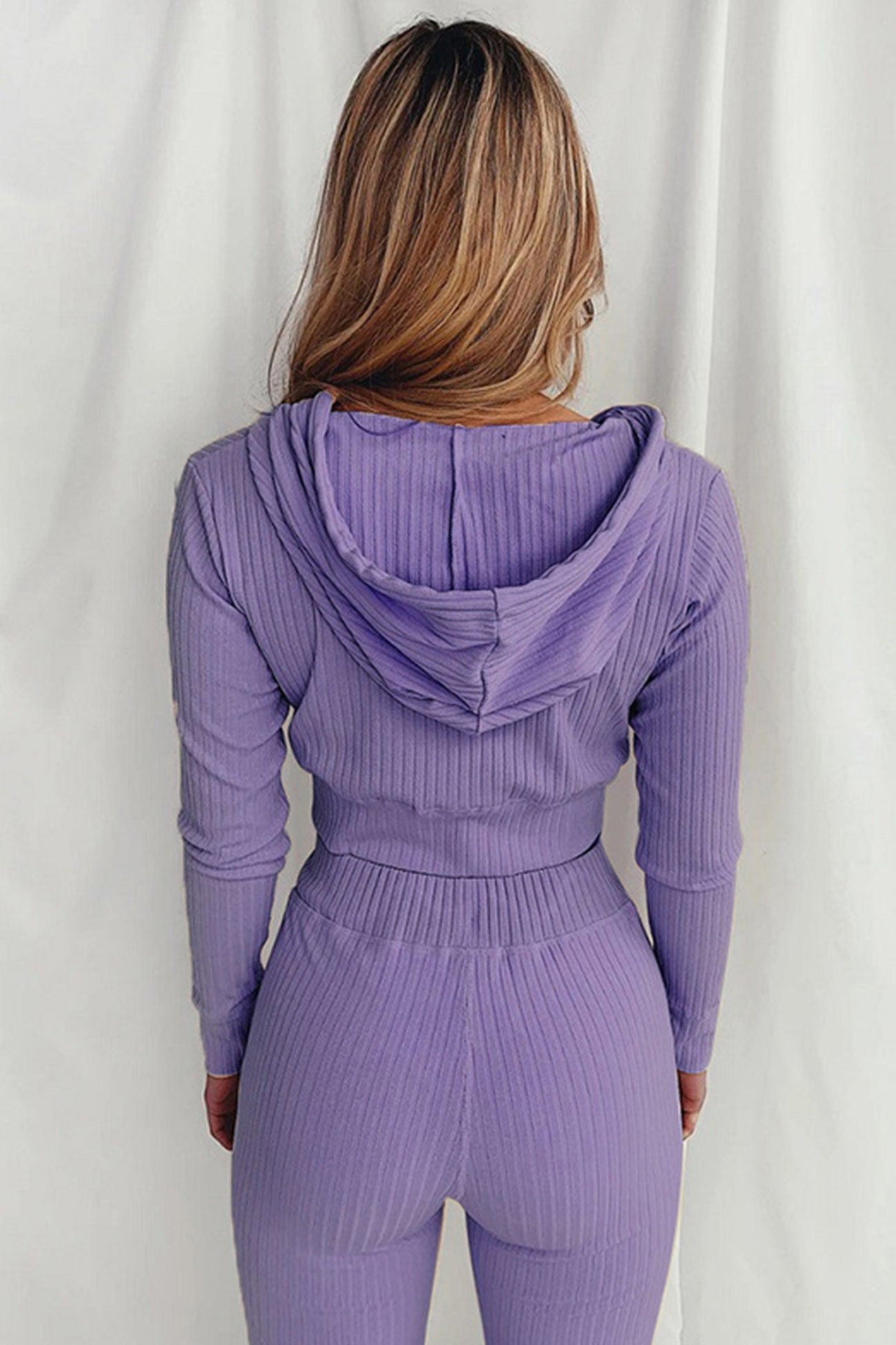 Paola | Long pants suits with ribbed knit hoodie