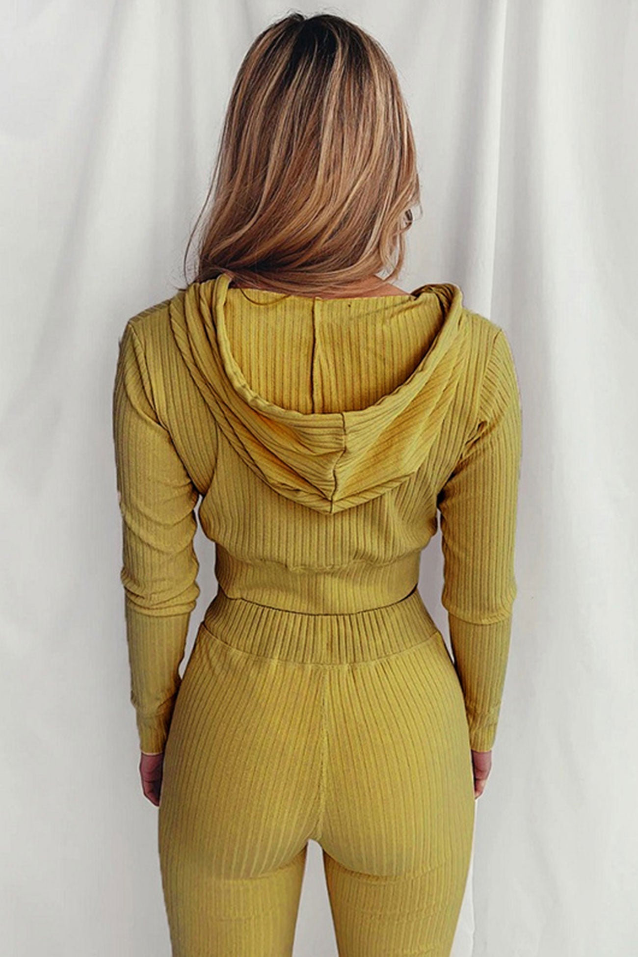 Paola | Long pants suits with ribbed knit hoodie