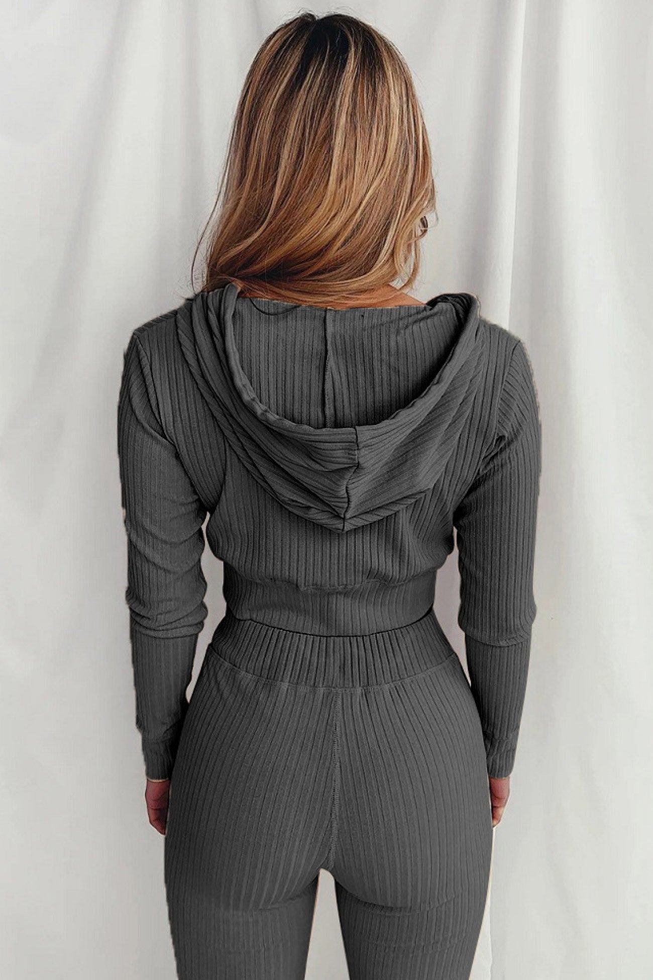 Paola | Long pants suits with ribbed knit hoodie