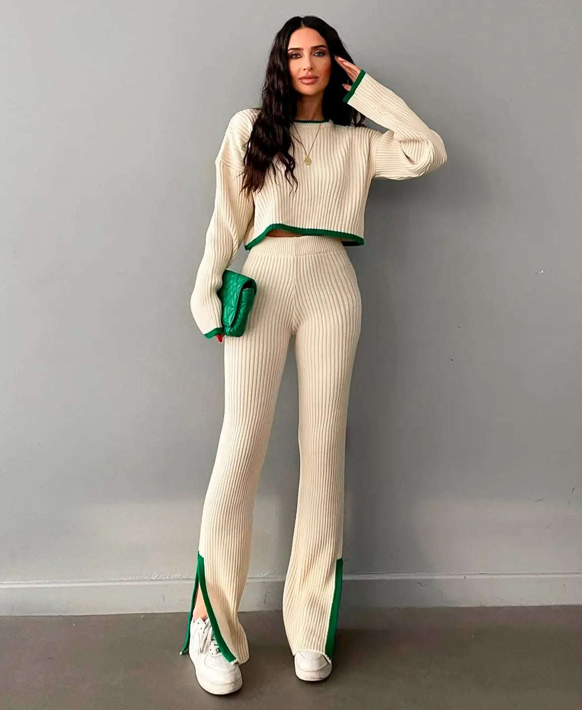 Astrid | Ribbed crop knit set