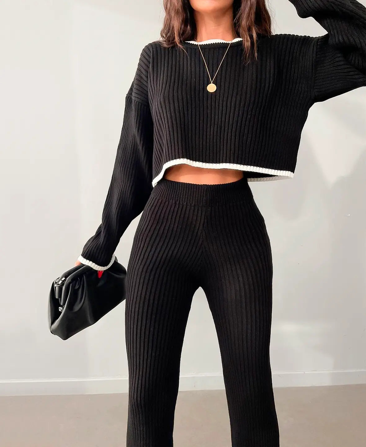 Astrid | Ribbed crop knit set