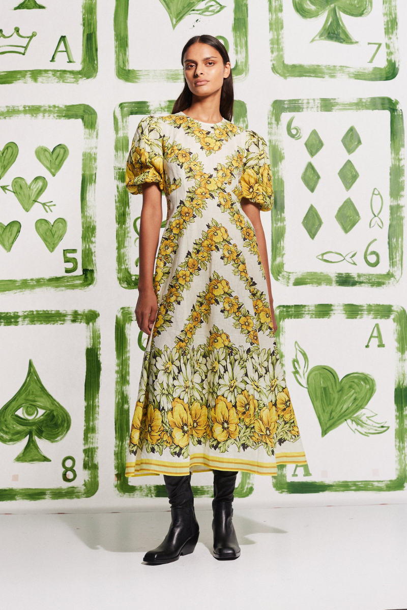Sofía® | Yellow Round Neck Maxi Dress With Floral Print