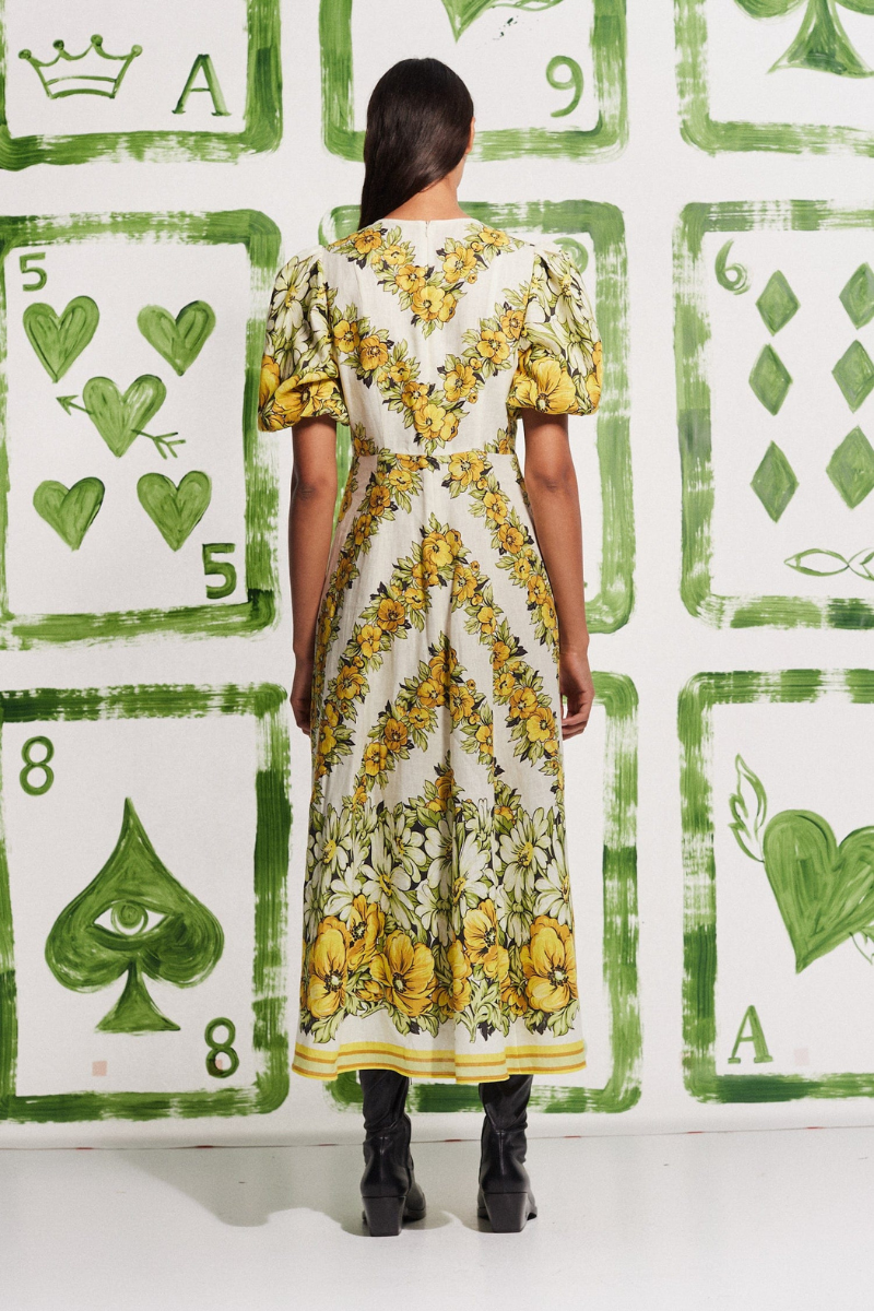 Sofía® | Yellow Round Neck Maxi Dress With Floral Print