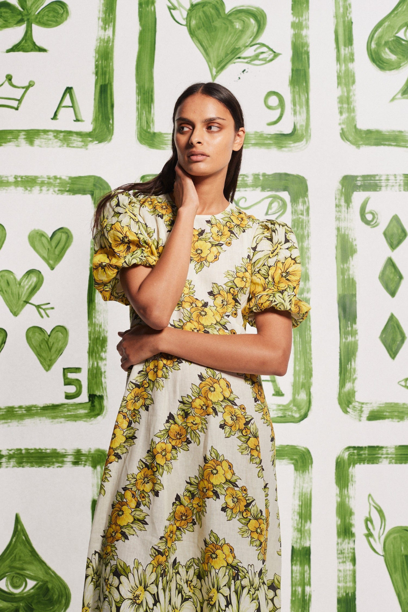 Sofía® | Yellow Round Neck Maxi Dress With Floral Print
