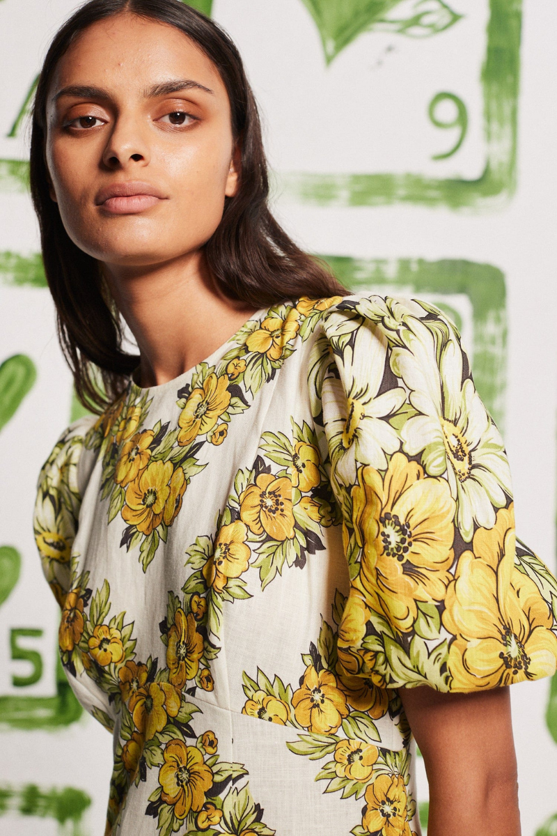 Sofía® | Yellow Round Neck Maxi Dress With Floral Print