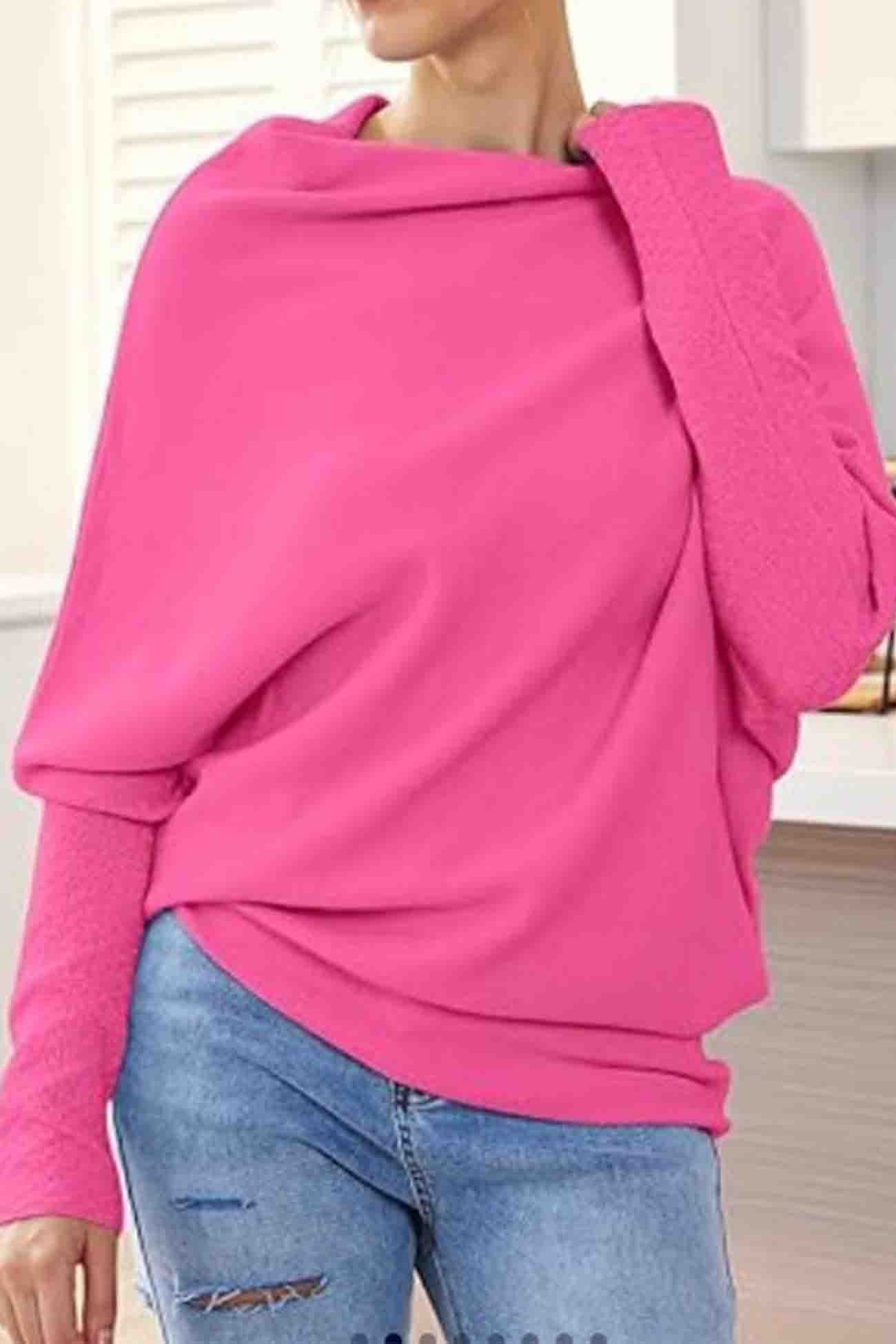 Paulina | Solid long-sleeved shirt with a crew neck