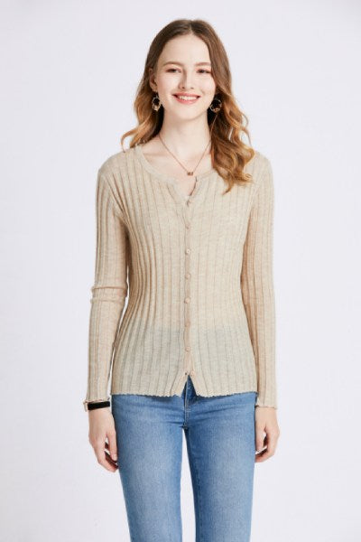 Fabiola | Layered ribbed cardigan with a crew neck