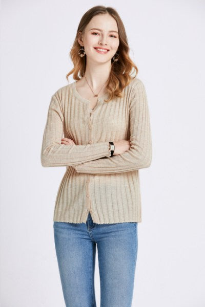 Fabiola | Layered ribbed cardigan with a crew neck