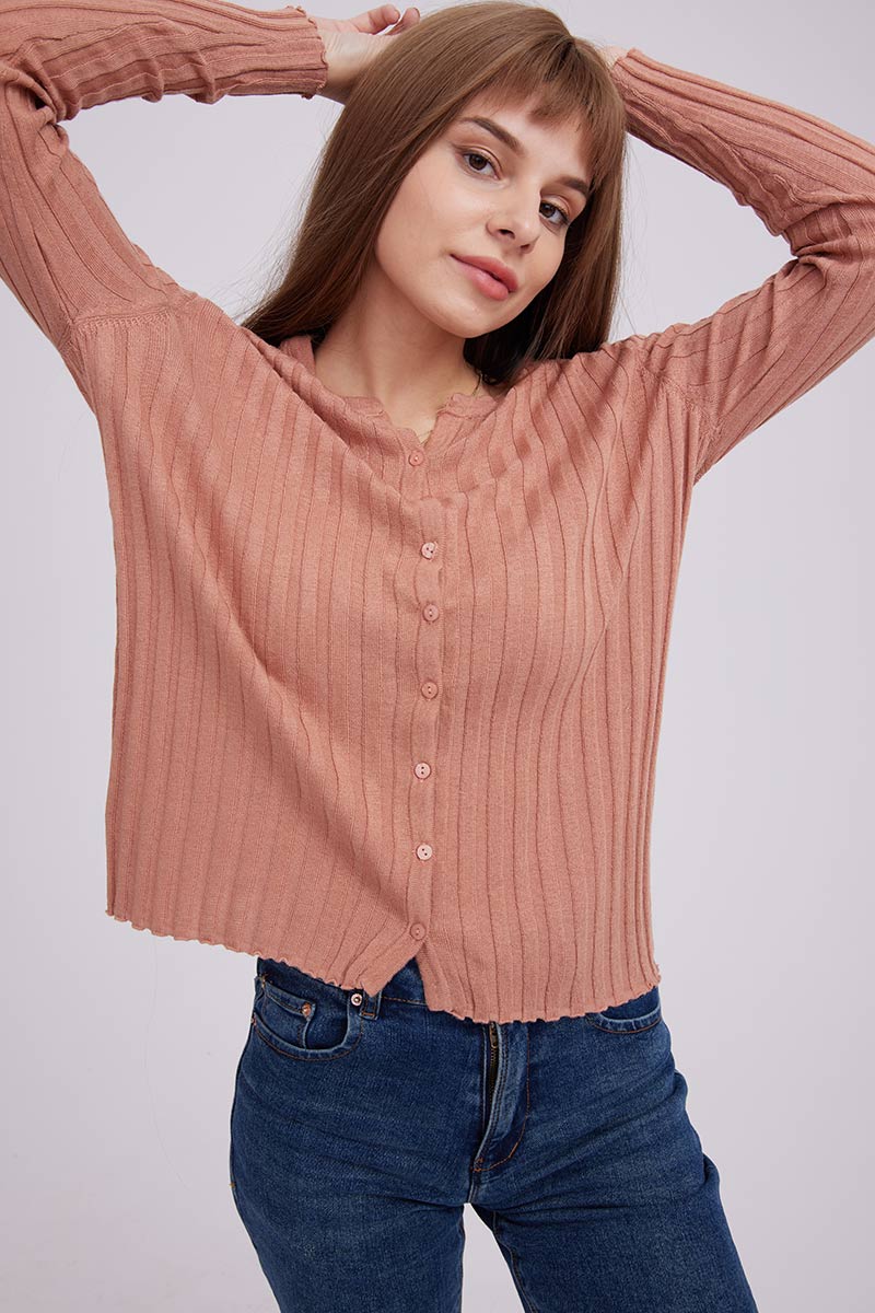Fabiola | Layered ribbed cardigan with a crew neck