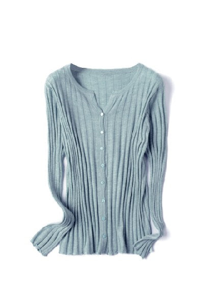Fabiola | Layered ribbed cardigan with a crew neck