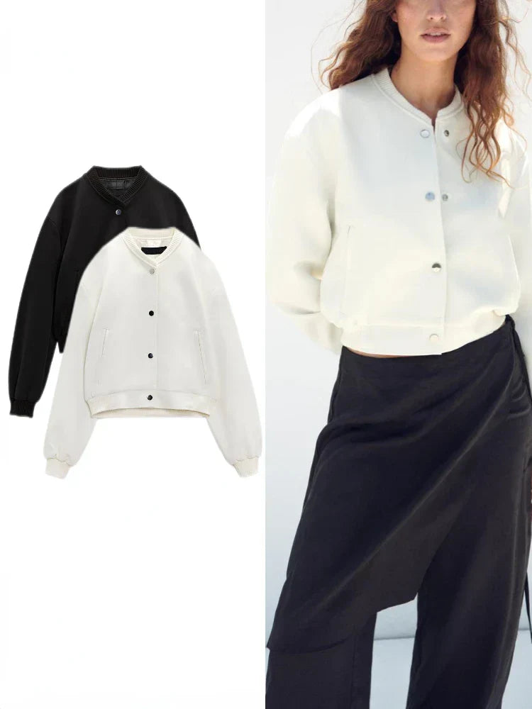 Stella | Bomber jacket with metal print buttons