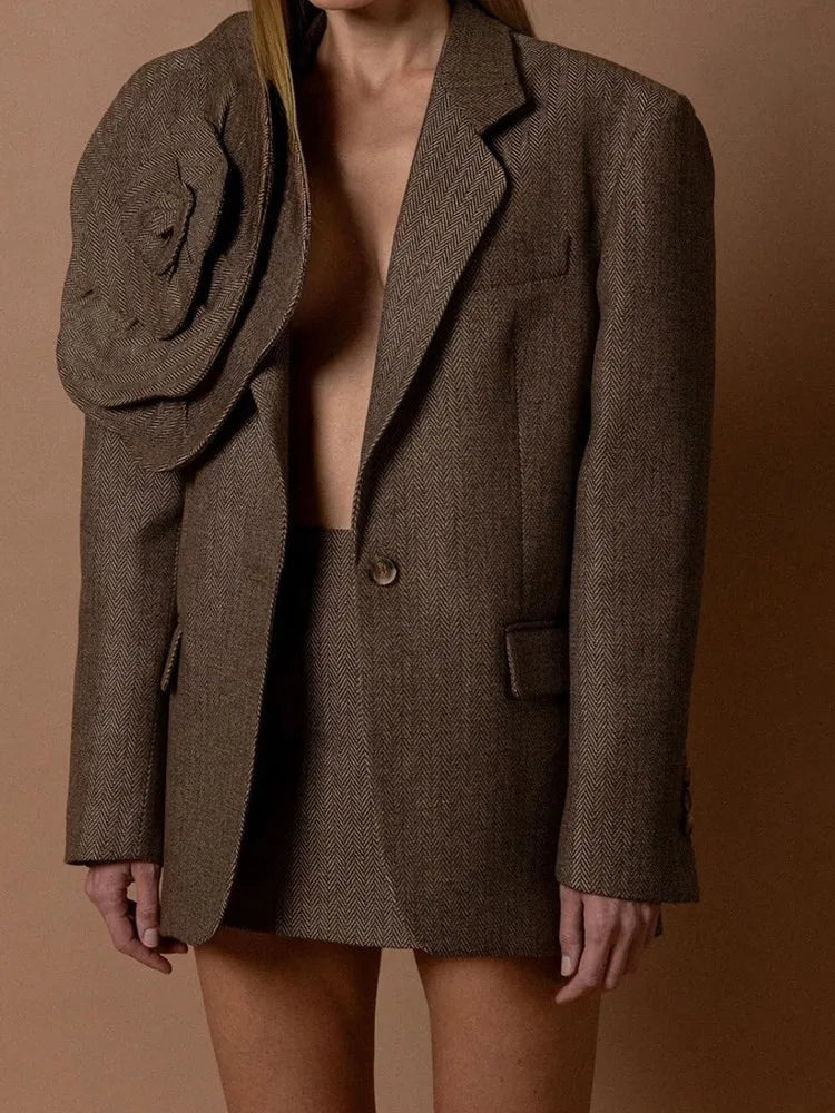 Yolanda | Elegant brown blazer and skirt for women