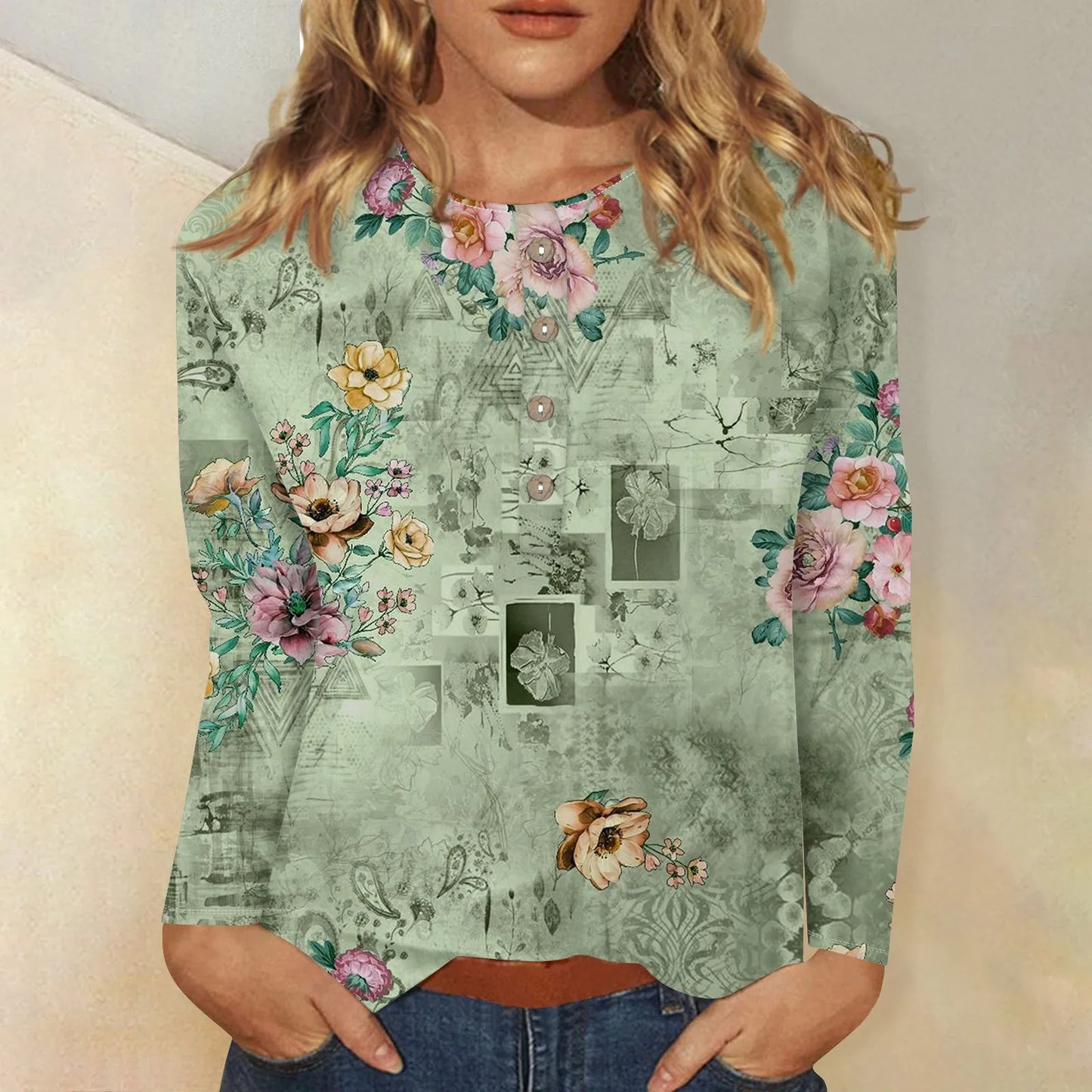 Bernadette | Women's long sleeve printed top