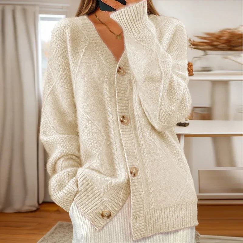 Nancy | Women's Button-Front Cable Knit Cardigan