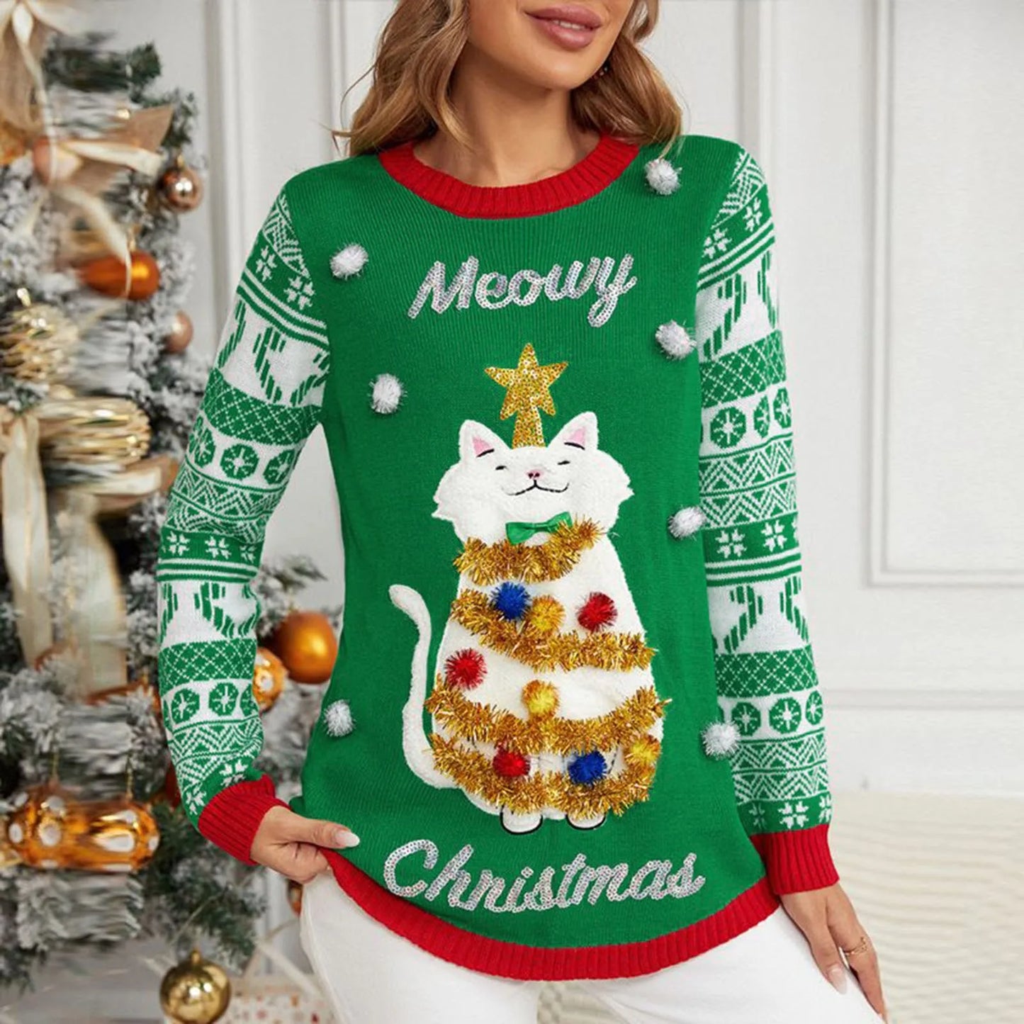 Cristina | Elia Christmas sweater with a cat motif